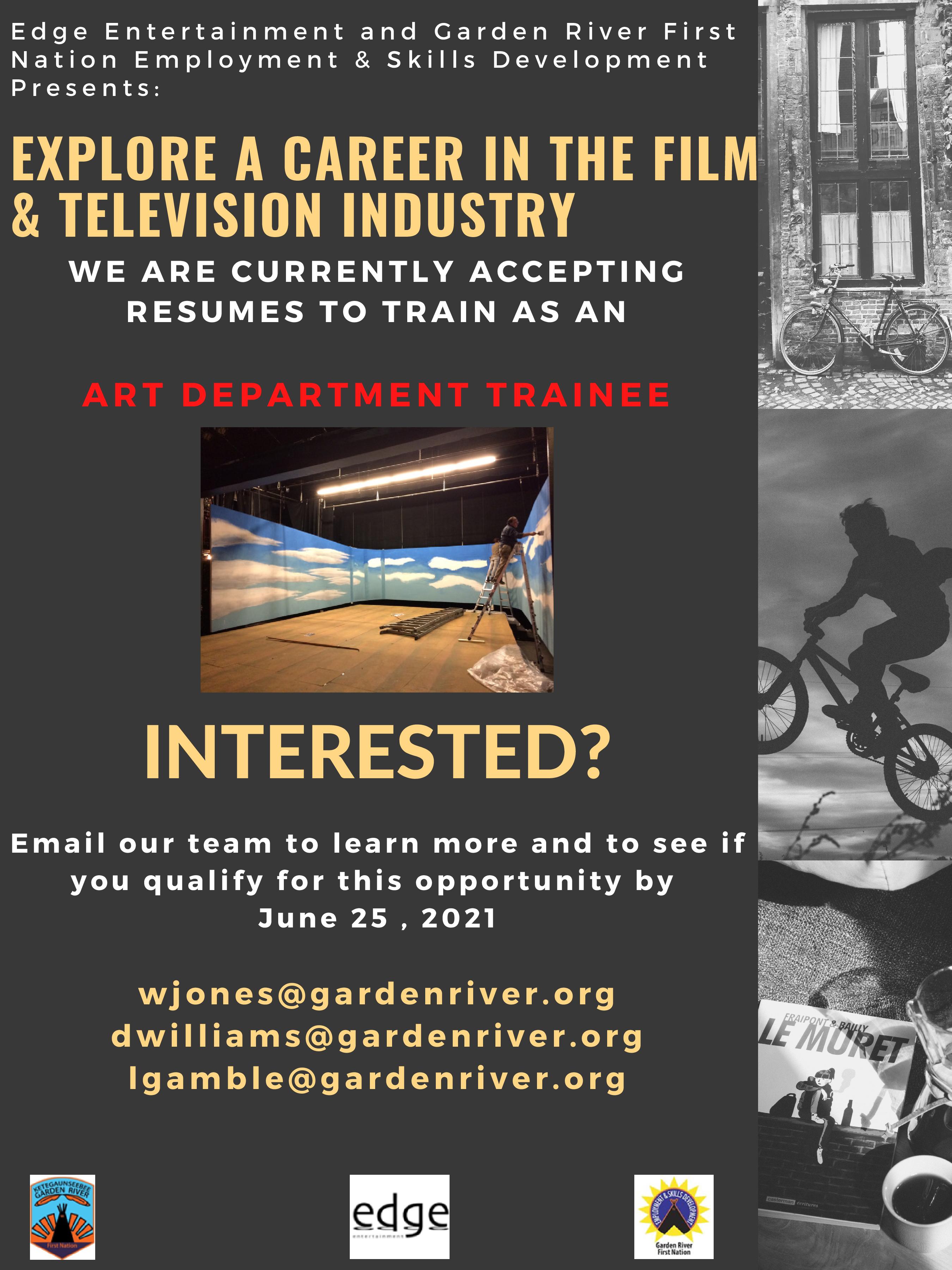 GRFN Employment Skills & Development – Explore a Career in the Film & Television Industry