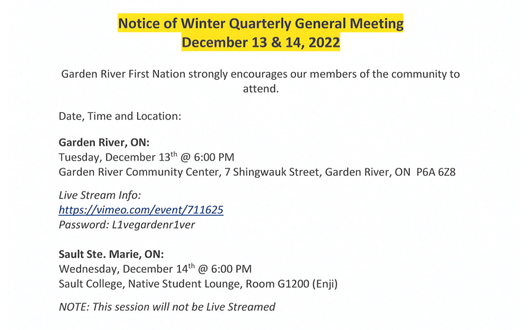 Winter Quarterly General Meeting