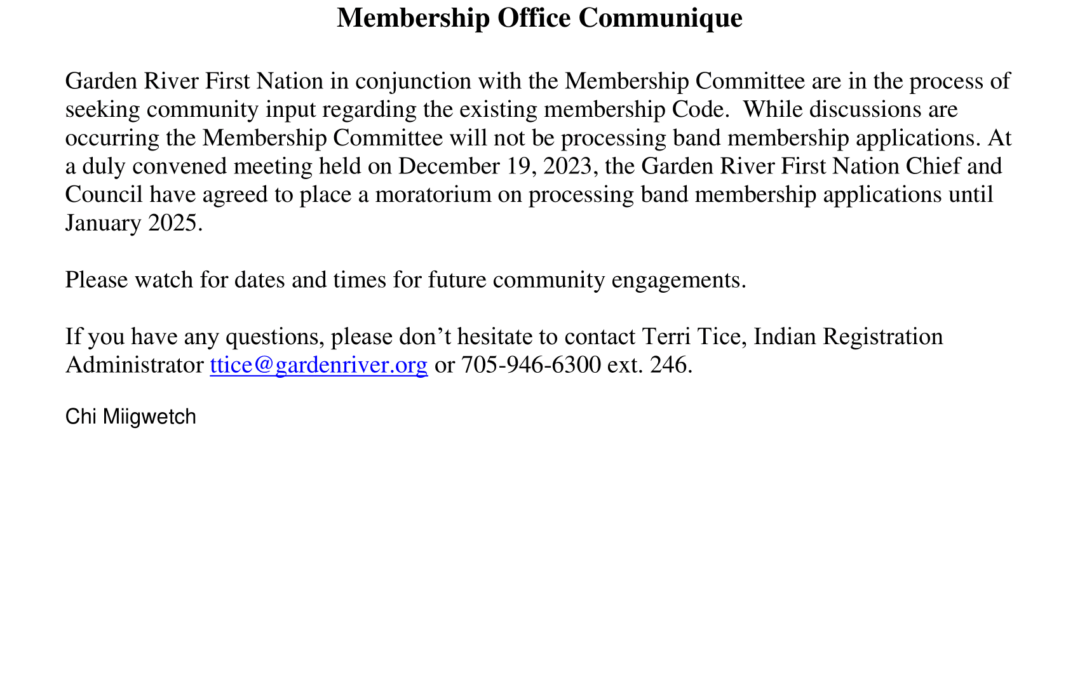 Membership Office Communique